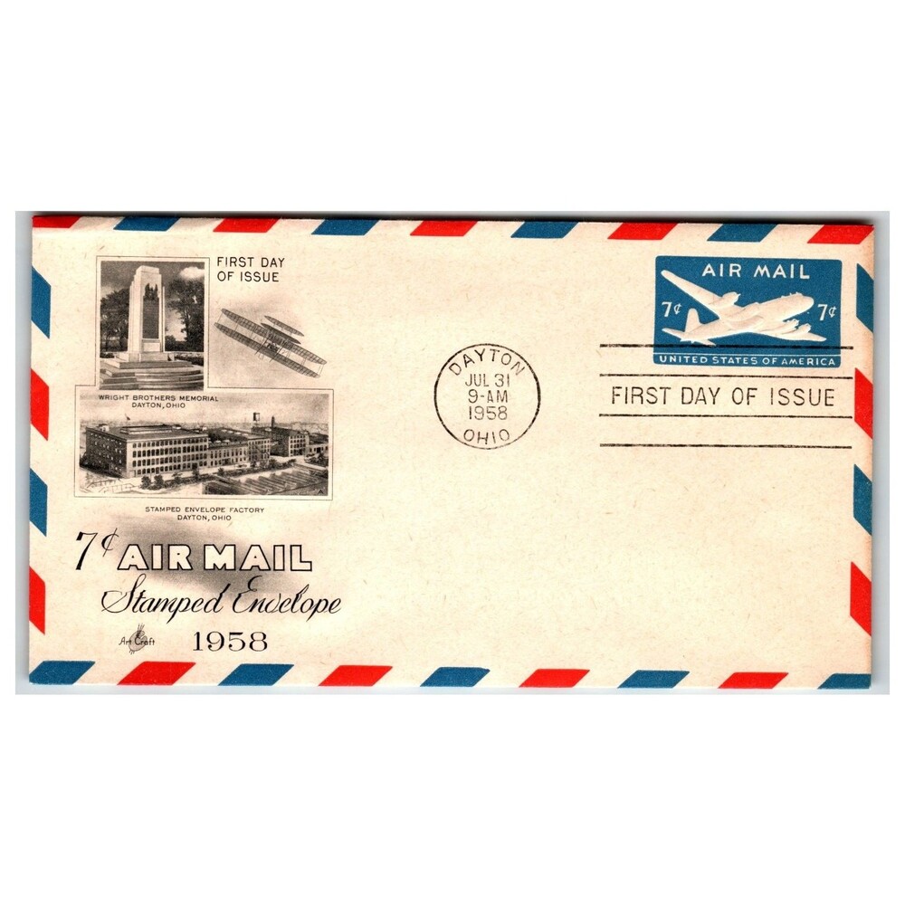 Scott #U547 1958 7c Air Mail Plane First Day Cover FDC Artcraft Unaddressed